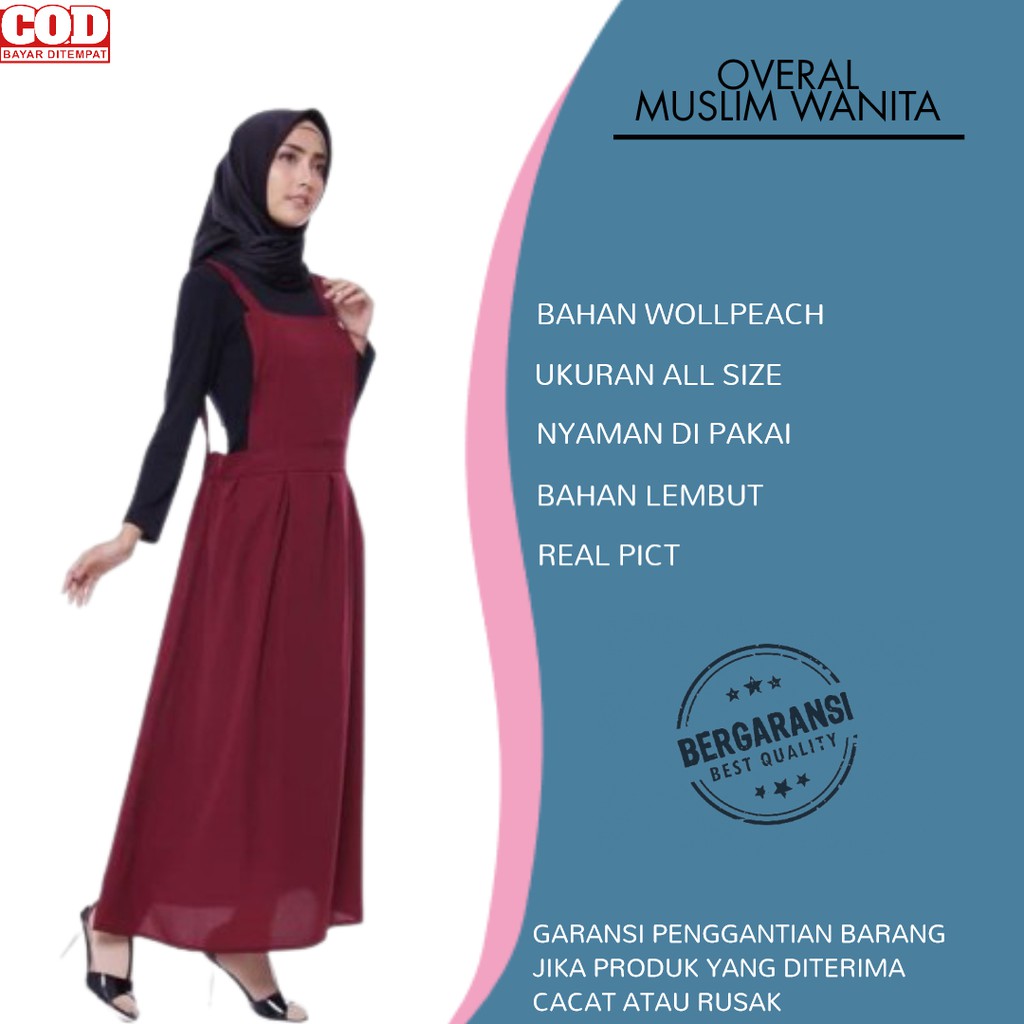 Setelan Pakaian Overall Baju Muslim Wanita Muslimah Lebaran Terbaru 2020 2021 Kekinian Murah TZ17