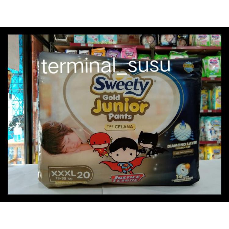SPECIAL Popok Sweety Gold Junior. Tipe Celana. Ukuran XXXL. Isi 20 Helai