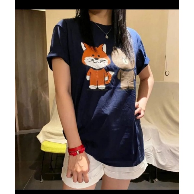 MAISON KITSUNE xLINE friends T-hisrt kaos navy UNISEX navy-