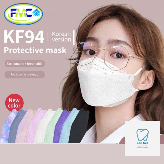 Masker KF94 4 Ply Isi 10 Pcs Premium Masker Korea Kesehatan Warna Import Warna Hitam Putih