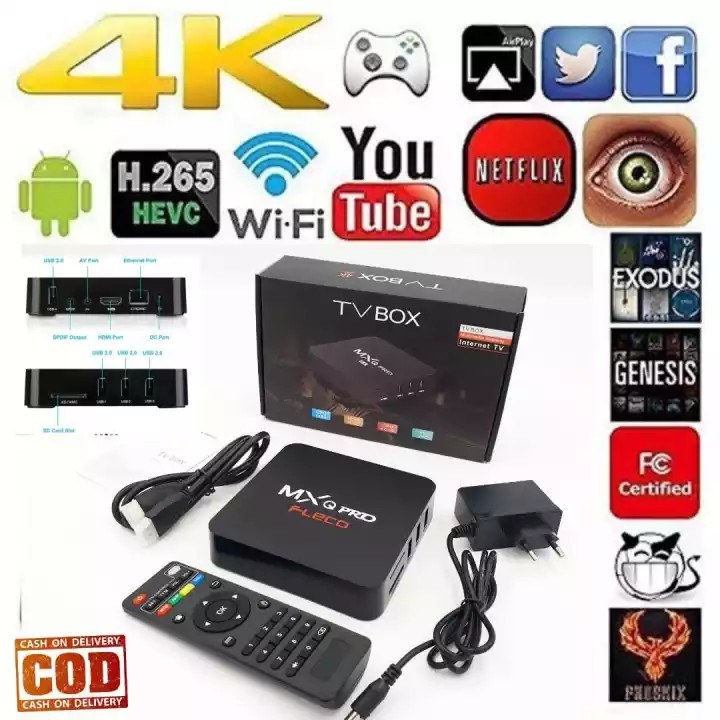 Set Top Box Android Tv Box 4K Fleco MXQ PRO Ram2/16gb + Playstore Android Tv Box 4K UCD