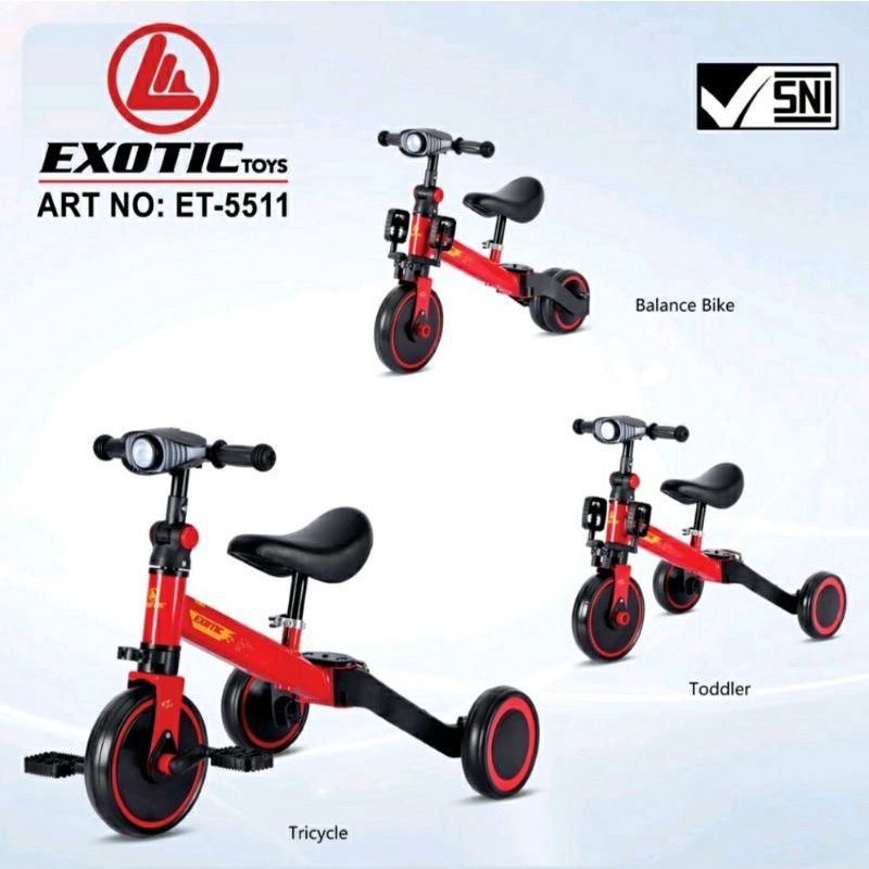 Sepeda anak Exotic ET-5511 | Push Balance Bike 3in1 Sepeda Anak Roda Tiga