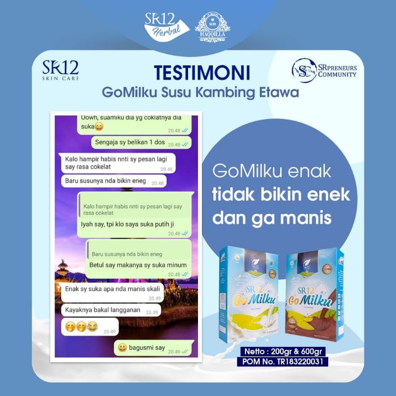 

Susu kambing Etawa Bubuk GOMILKU SR12 Plus Madu ,Daun kelor dan Ikan gabus