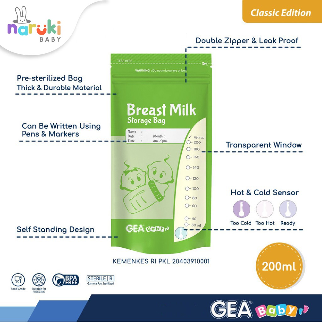 Gea Baby Kantong Asi 200 ml Breastmilk Storage 200ml isi 30 pcs
