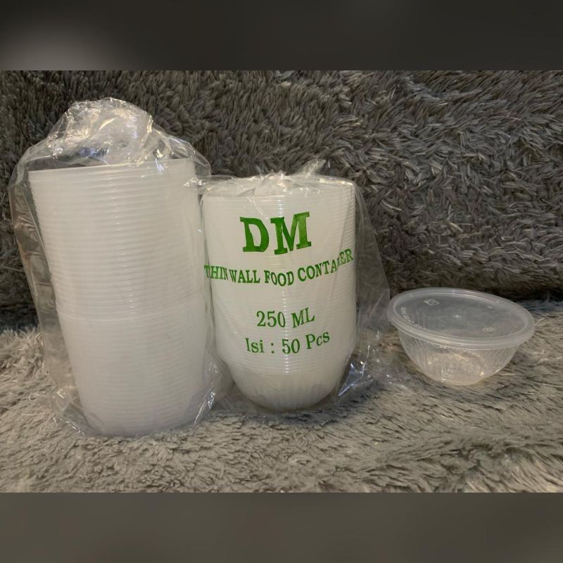 THINWALL 250ML ISI 25 MANGKOK BULAT PLASTIK BULAT TAHAN PANAS FOOD CONTAINER TEMPAT MAKANAN DM