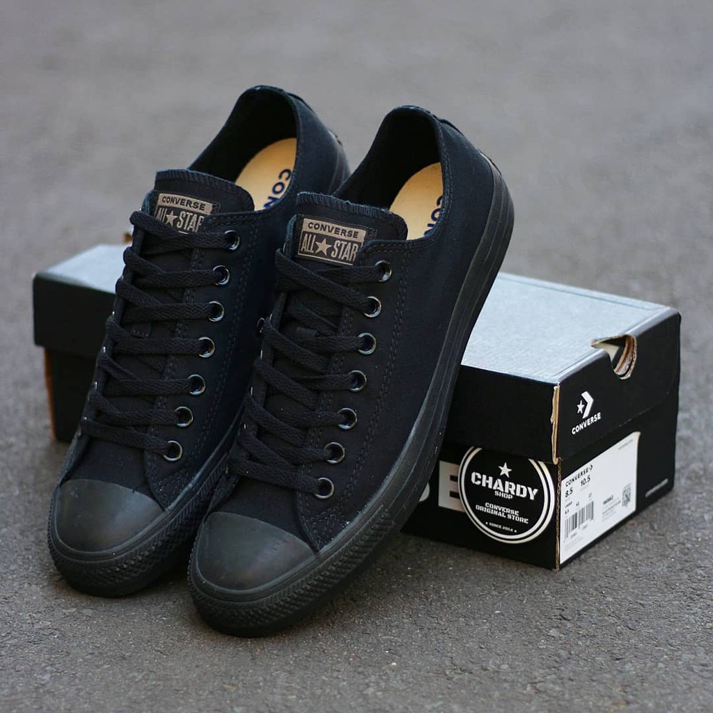 PROMO SEPATU SEKOLAH PRIA WANITA CONVERSE ALL STAR PENDEK FULL HITAM POLOS 36-43