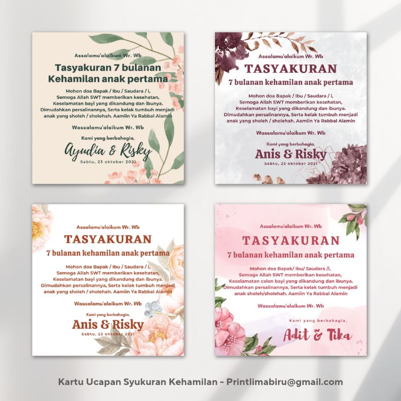 STIKER DAN KARTU UCAPAN SYUKURAN 4 Bulanan / 7 Bulanan (Minimal order 48pcs)