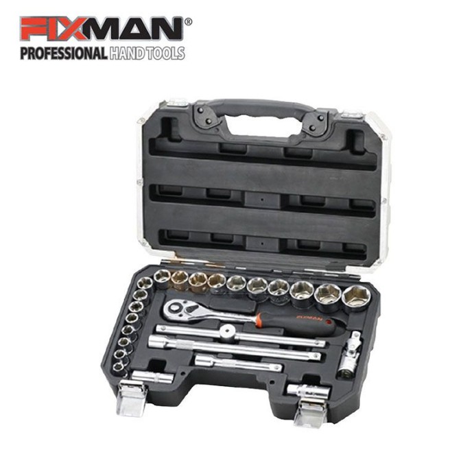 Set kunci socket FIXMAN SQ 1/2"-25pcs/ FIXMAN OMC-B4025M 25-PC 1/2"DR. SOCKET SET / set kunci sok