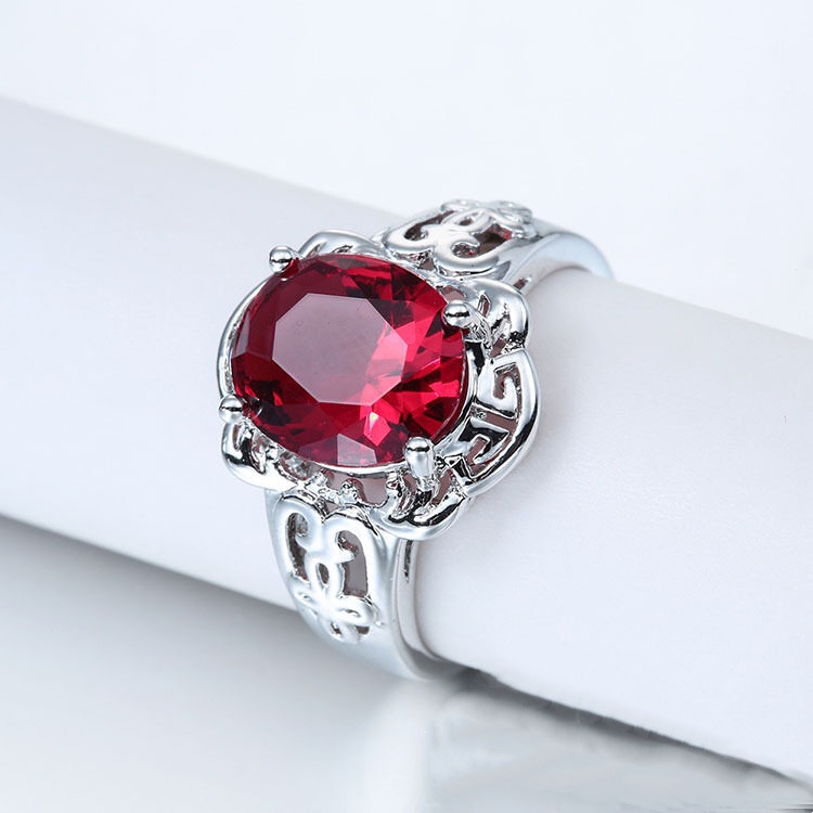 Cincin Lapis Silver Hias Batu Ruby Untuk Wanita