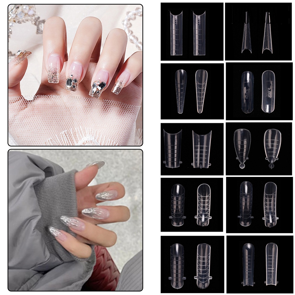 Providence 120Pcs/Box Nail Artificial Tips Size Design DIY Design Transparent Nails Art Fake Extension Tips for Nail Design