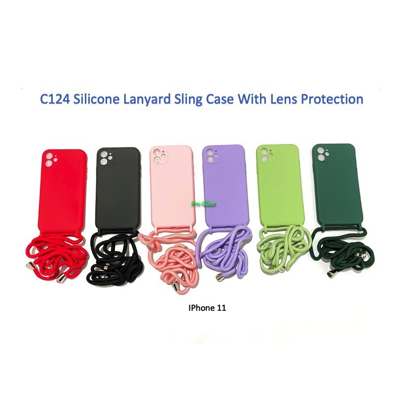 C124 Iphone 11 / 11 Pro / 11 Pro MAX Lanyard Sling Silicone Case Tali