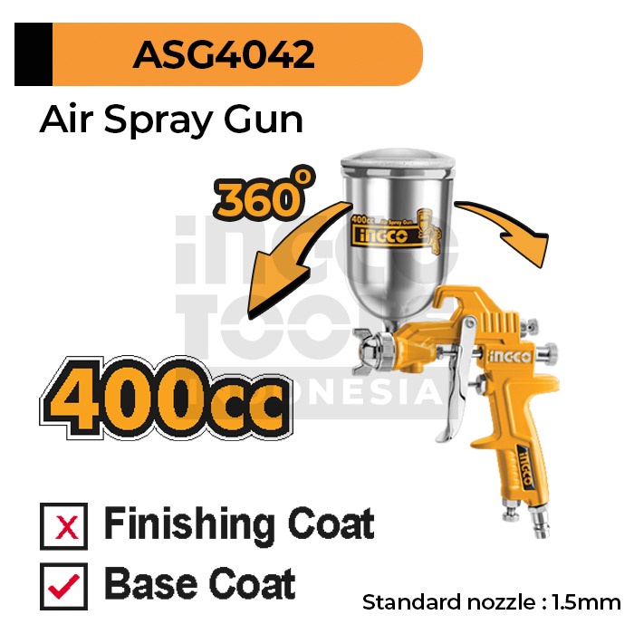 Air Spray Gun (360°) 400 ml INGCO ASG4042 Cat Semprot Tabung Putar Atas/Bawah cc