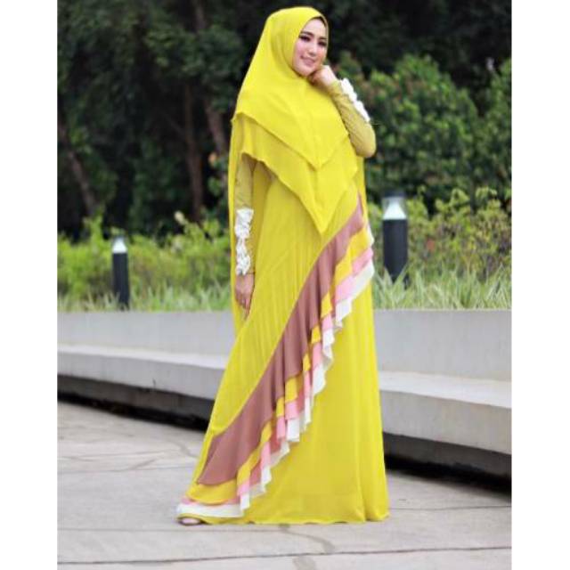 Gamis Milea Lemon Syari Ceruty babydoll Premium Baju Pesta Muslim kondangan