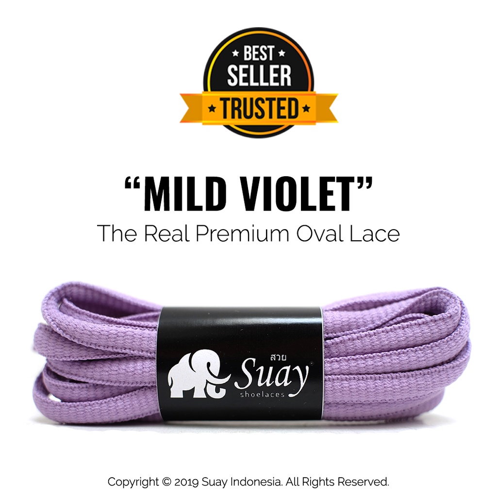 Tali Sepatu Bulat Ungu Muda (Oval) Premium Shoelace Mild Violet Surabaya