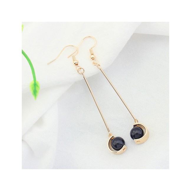 LRC Anting Gantung Fashion Champagne Imitation Pearl Decorated Color Y5749