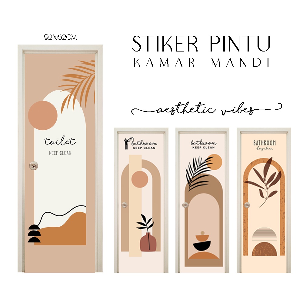 Stiker pintu kamar mandi Stiker pintu toilet anti air motif aesthetic minimalis
