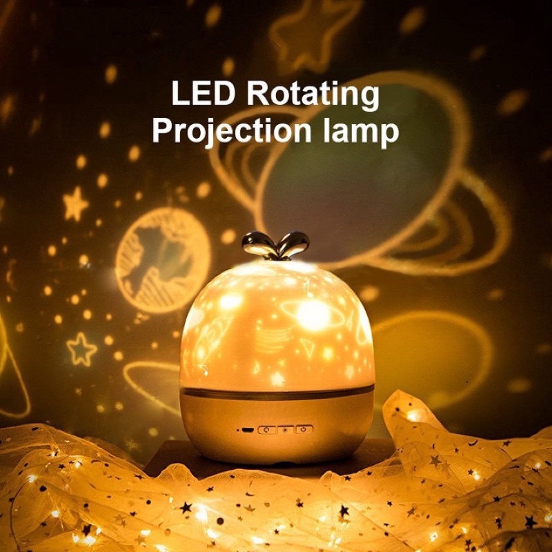 lampu proyektor rotating / rotary star projector night light / lampu bulan bintang