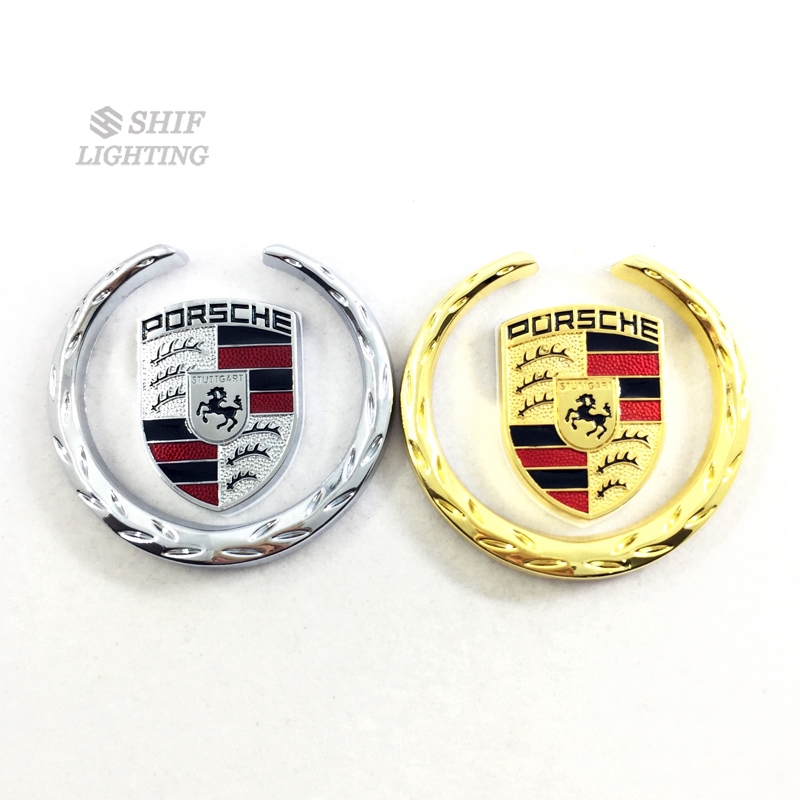 Stiker logo PORSCHE Bahan Metal Untuk Dekorasi Mobil