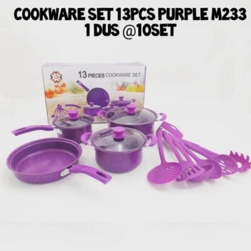 Panci Set Serbaguna Teflon Marble 13 pcs Cookware Set Tutup Kaca riverra