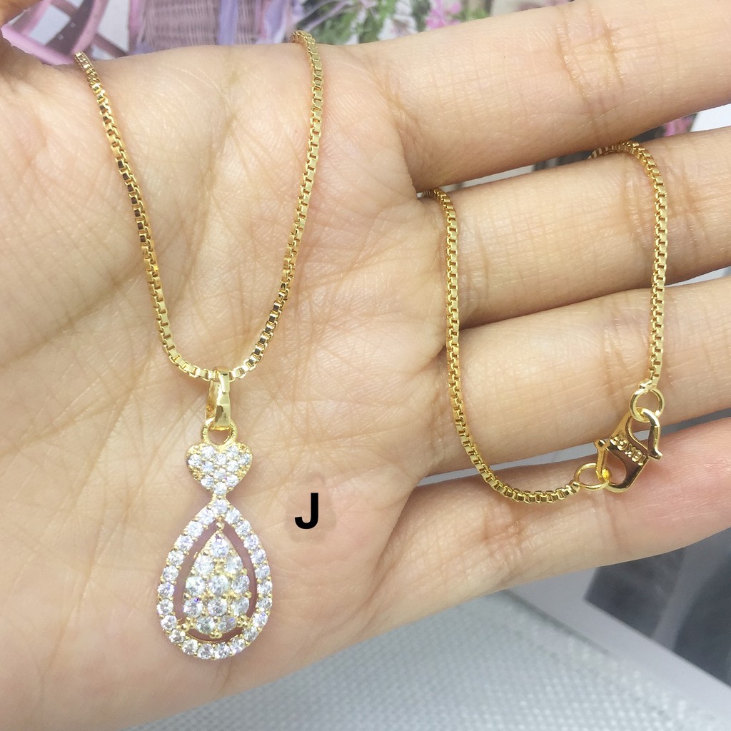 Kalung Liontin Love Teardrop Solitaire Bulat Berlian Xuping Gold - BN240