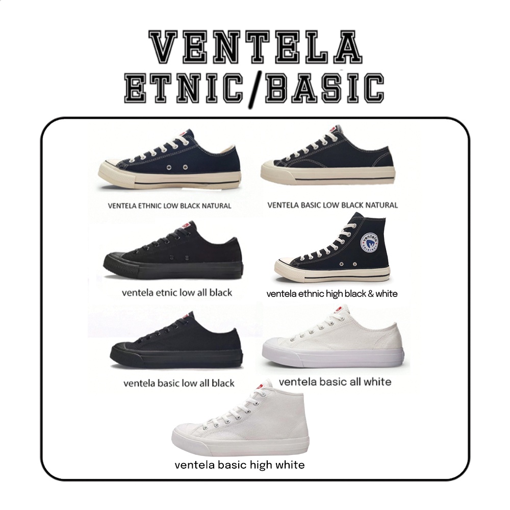 VENTELA | ETNIC / BASIC / BASIC ALL BLACK SHOES / BASIC HIGH WHITE