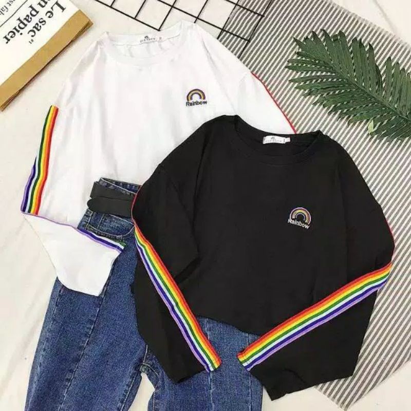 Sweater pelangi / Rainbow (list asli + sablon timbul)