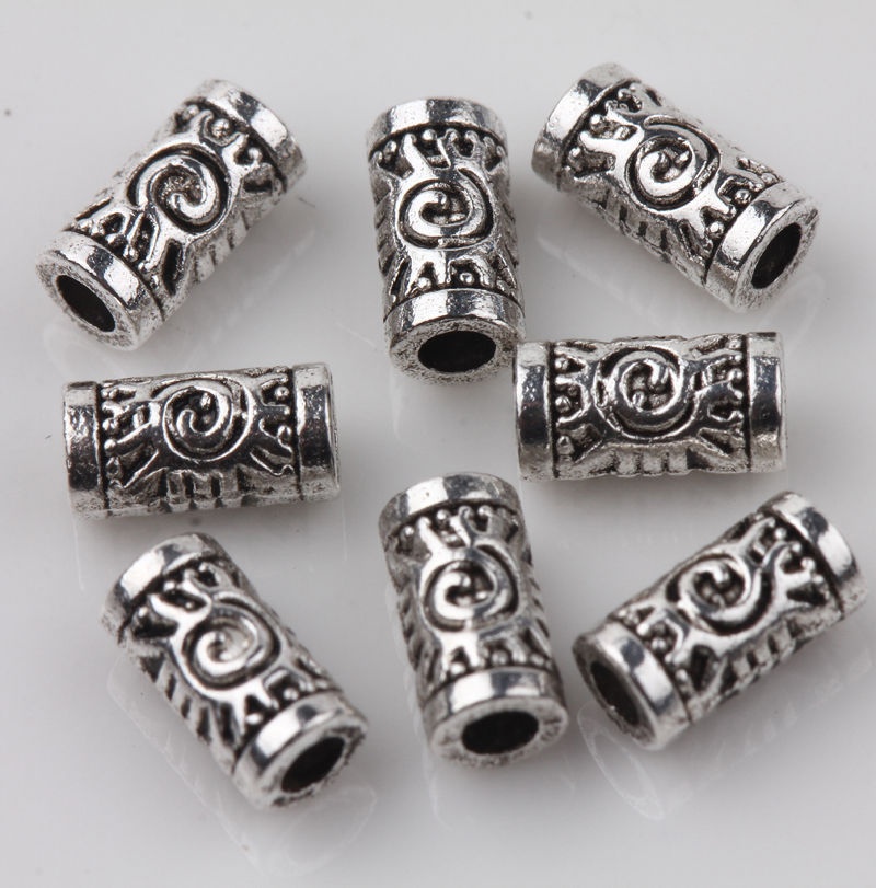 50 / 100pcs Manik-Manik Spacer Lapis Silver Ukuran 7x3mm Gaya Eropa Untuk Membuat Perhiasan Diy