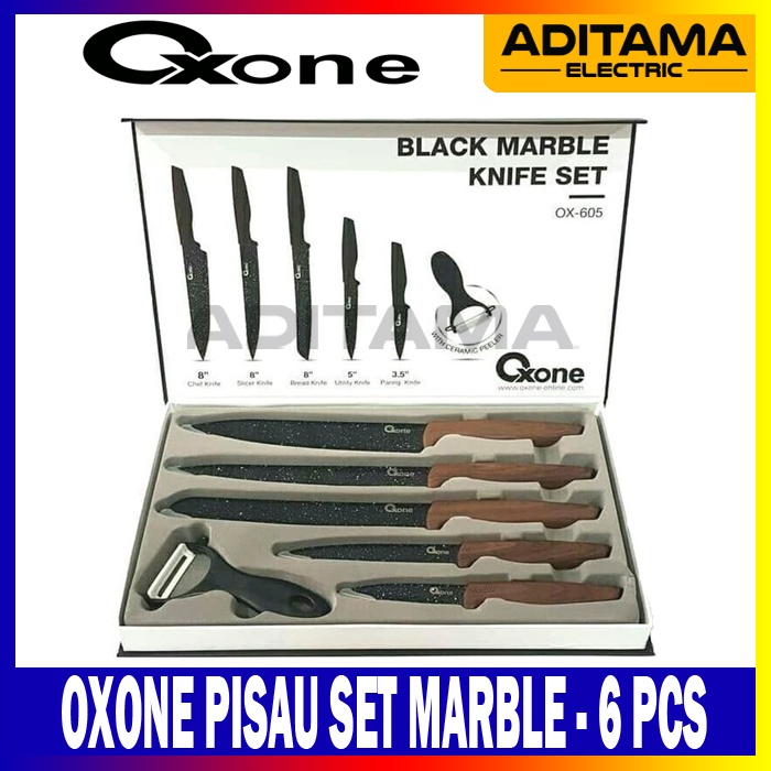 OXONE BLACK MARBLE KNIFE SET OX-605/ PISAU SET OXONE HITAM OX605