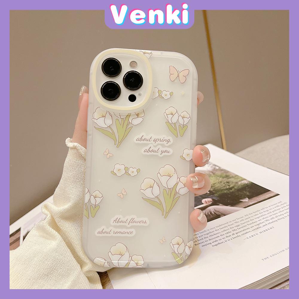 iPhone Case Silicone Soft Case Clear Case Thickened Airbag Shockproof Camera Full Coverage Protection Green Flower For iPhone 13 Pro Max iPhone 12 Pro Max iPhone 11 iPhone7 Plus