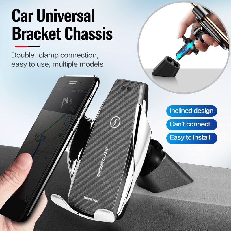 Bracket Dudukan Handphone GPS Universal Dengan Wireless Charger Untuk Kisi Ac Mobil