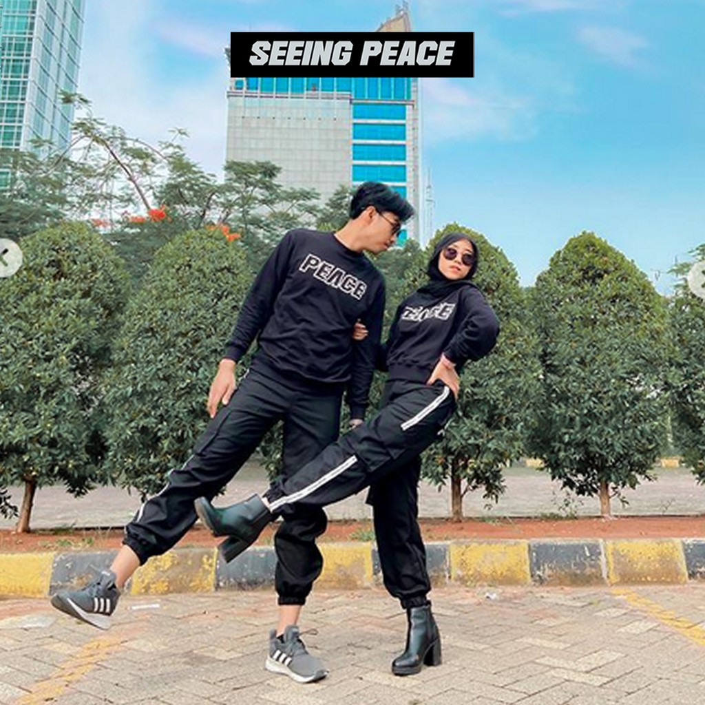 Geso x Seeing Peace - Sweater Gheset Hitam Putih Seeing Peace