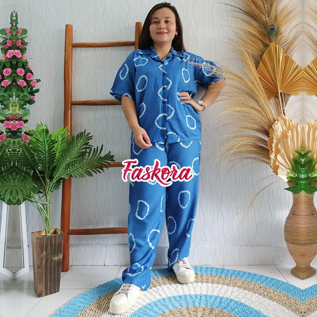 Kemeja Wanita Casual Lengan Pendek Murah / Kemeja Lengan Pendek Wanita Motif Sibori