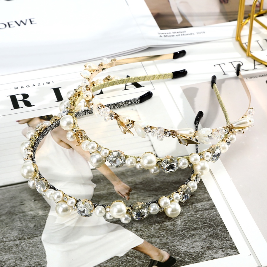 Korean Rhinestone Pearl Headband Women Fashion Luxurious Crystal Diamond Hair Band New Hair Accessories