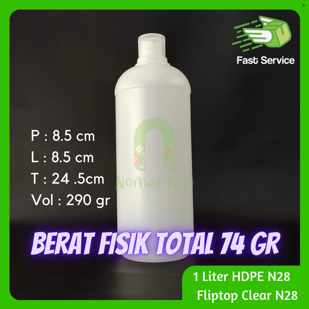 BOTOL 1 LITER HDPE FLIPTOP TEBAL SERBAGUNA SANITIZER