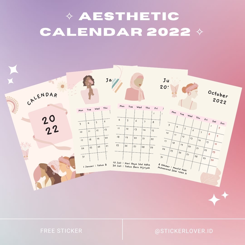 

[PROMO] Kalender Aesthetic 2022 / Aesthetic Calendar 2022 FREE STICKER