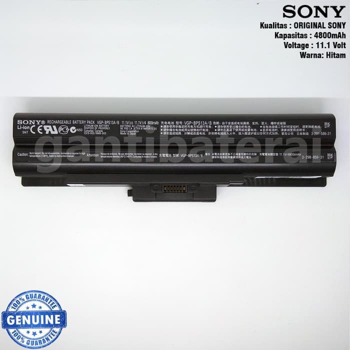 Original Baterai Sony VGP-BP13, VGP-BPS13/Q, VGN-SR, VGN-CS, VGC-M