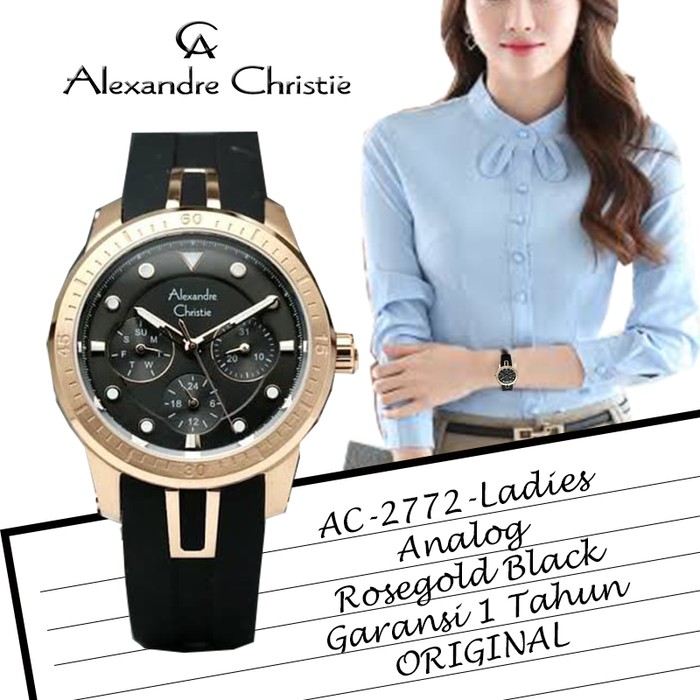 Jam Tangan Wanita Alexandre Christie AC 2772 BF Black Rubber
