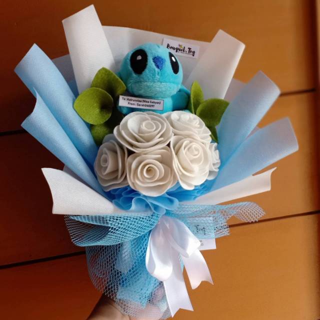 Buket bunga Tangerang/ flower bouquet custom/ boneka stitch