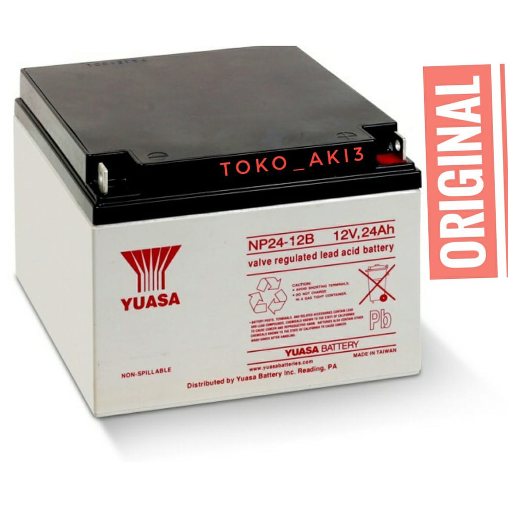 Aki Battery Kering Yuasa NP24-12B 12V 24Ah, Yuasa Battery 12Volt 24Amper