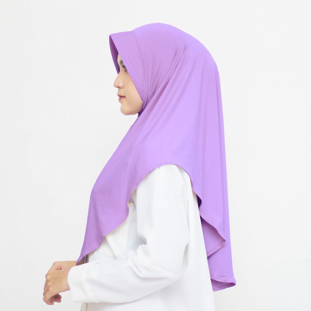 SHA - Jilbab Instan Khimar Jersey Pinguin Premium-Lavender