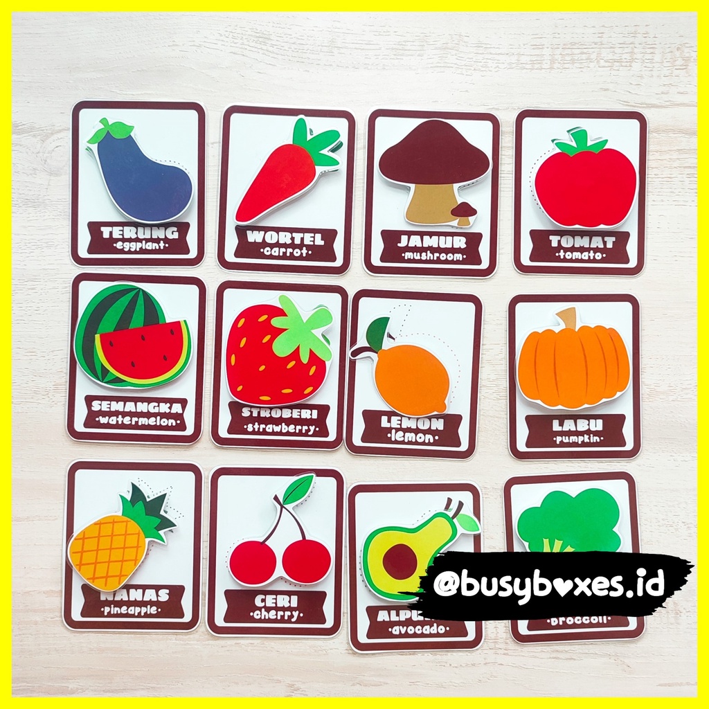 [busyboxes.id] Mainan Edukasi Flash Card Buah dan Sayur Vegetables Fruits Preschool Mainan Edukasi Prasekolah