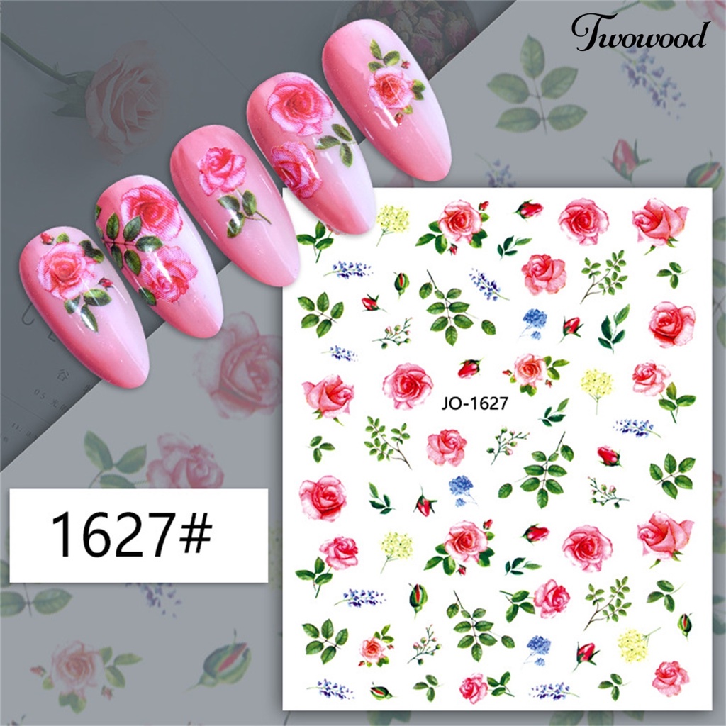 Twowood Stiker Kuku Warna-Warni Untuk Nail Art DIY