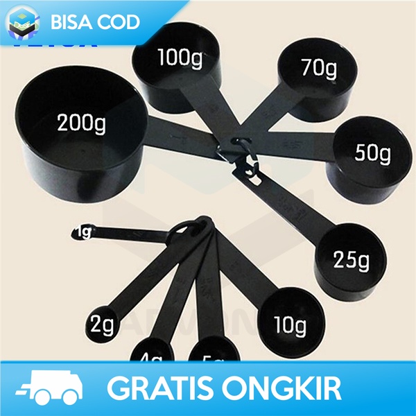 SENDOK UKURAN TAKARAN SET VEICA 16799 ORIGINAL - SENDOK TAKAR GRAM KOPI BUBUK - GELAS TAKAR PLASTIK