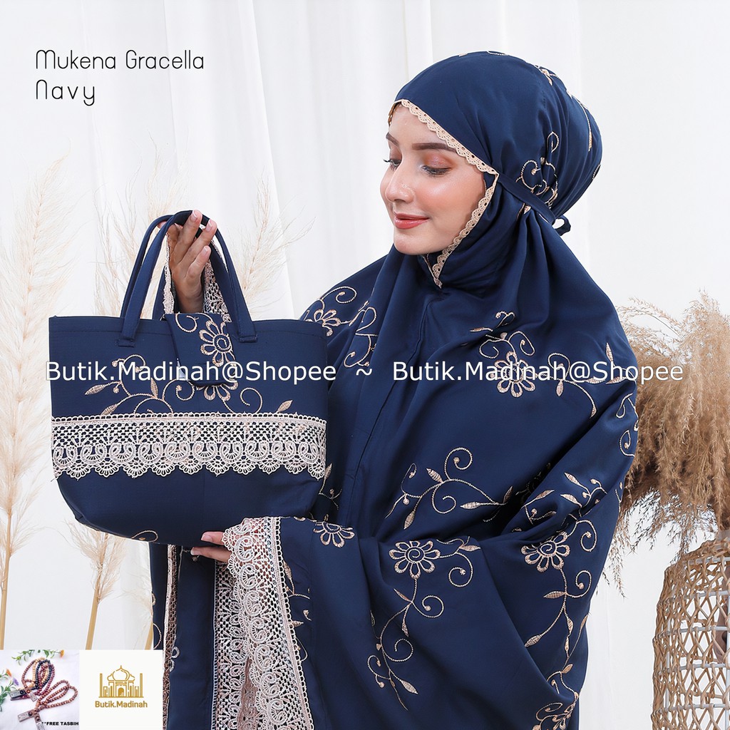 BUTIK.MADINAH MUKENA GRACELLA BORDIR BUNGA TERATAI MEWAH PREMIUM