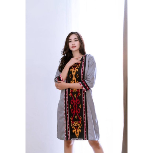 DRESS TUNIK TENUN ETHNIC MIX TOYOBO SIZE M L XL