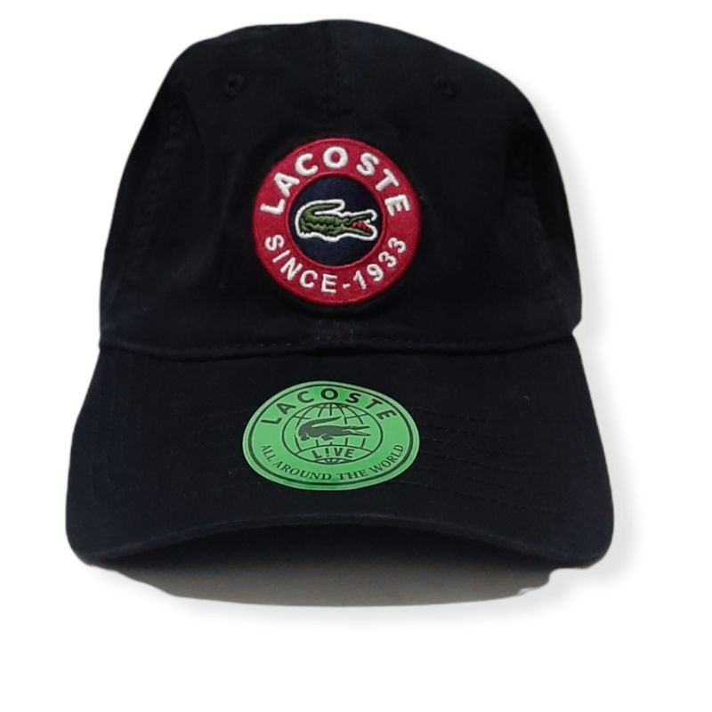 Topi Lacoste (Logo Bulat) Hitam