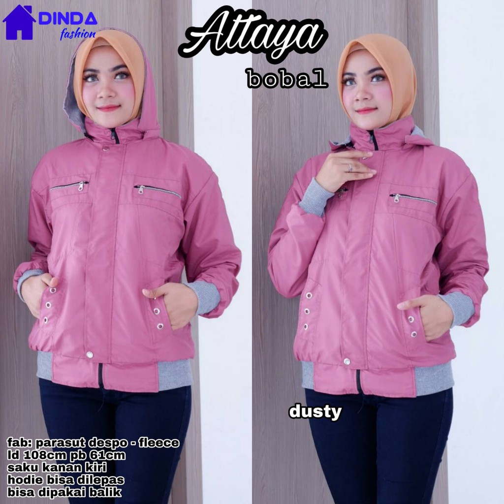 jaket wanita bolak balik attaya bobal parasut premium