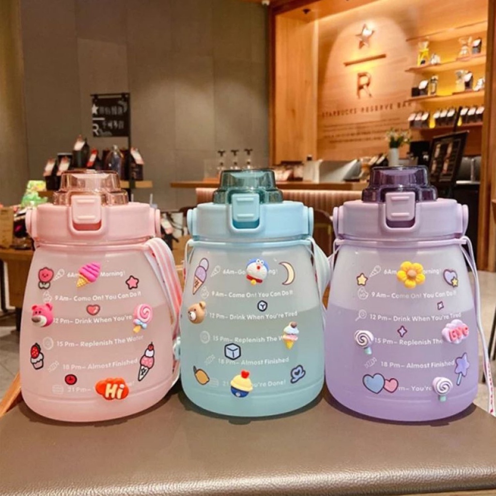 ☀ACCBAYI☀ ACC0049 Botol Minum 1.3 Liter Rainbow Motivasi Kapasitas 1300ML