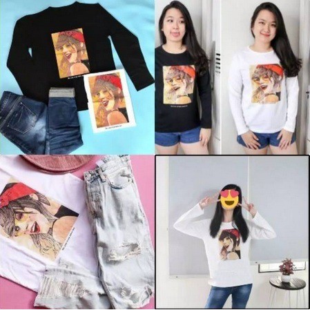 S - T-shirt miss me TANGAN PANJANG / tshirt bershka miss me lengan panjang