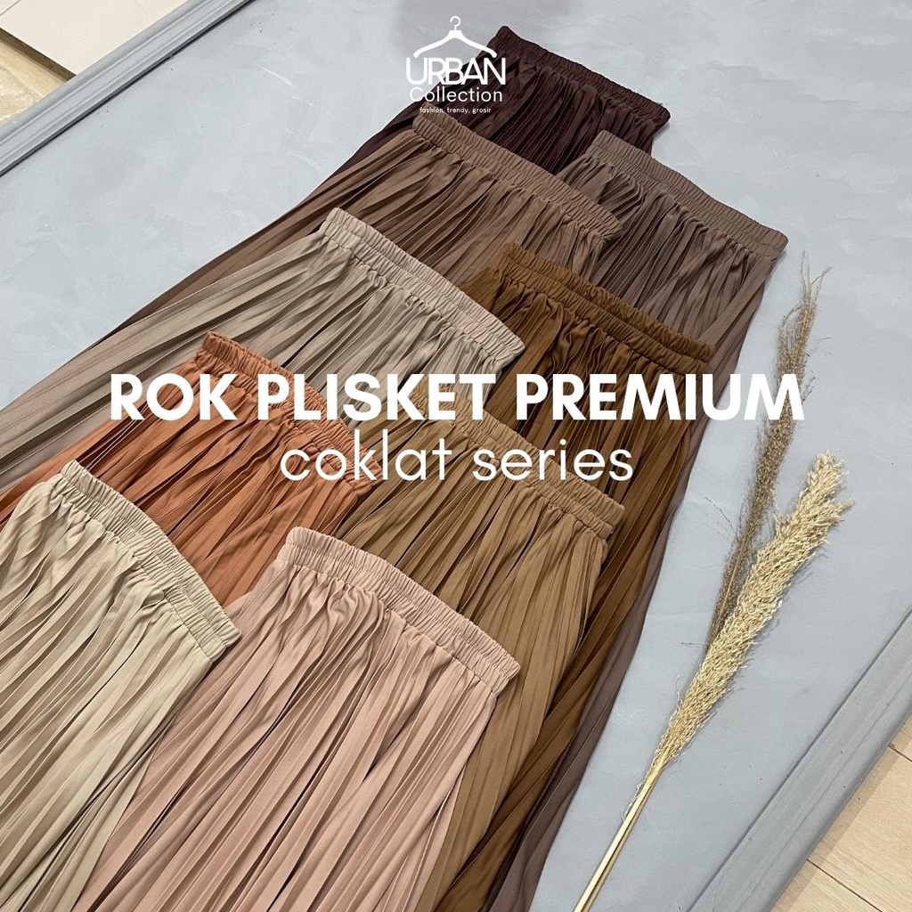 ROK PLISKET PREMIUM / ROK PLISKET PANJANG / ROK PLISKET WANITA / ROK PLISKET MAYUNG / BASIC PLEATED SKIRT [ COKLAT SERIES ]